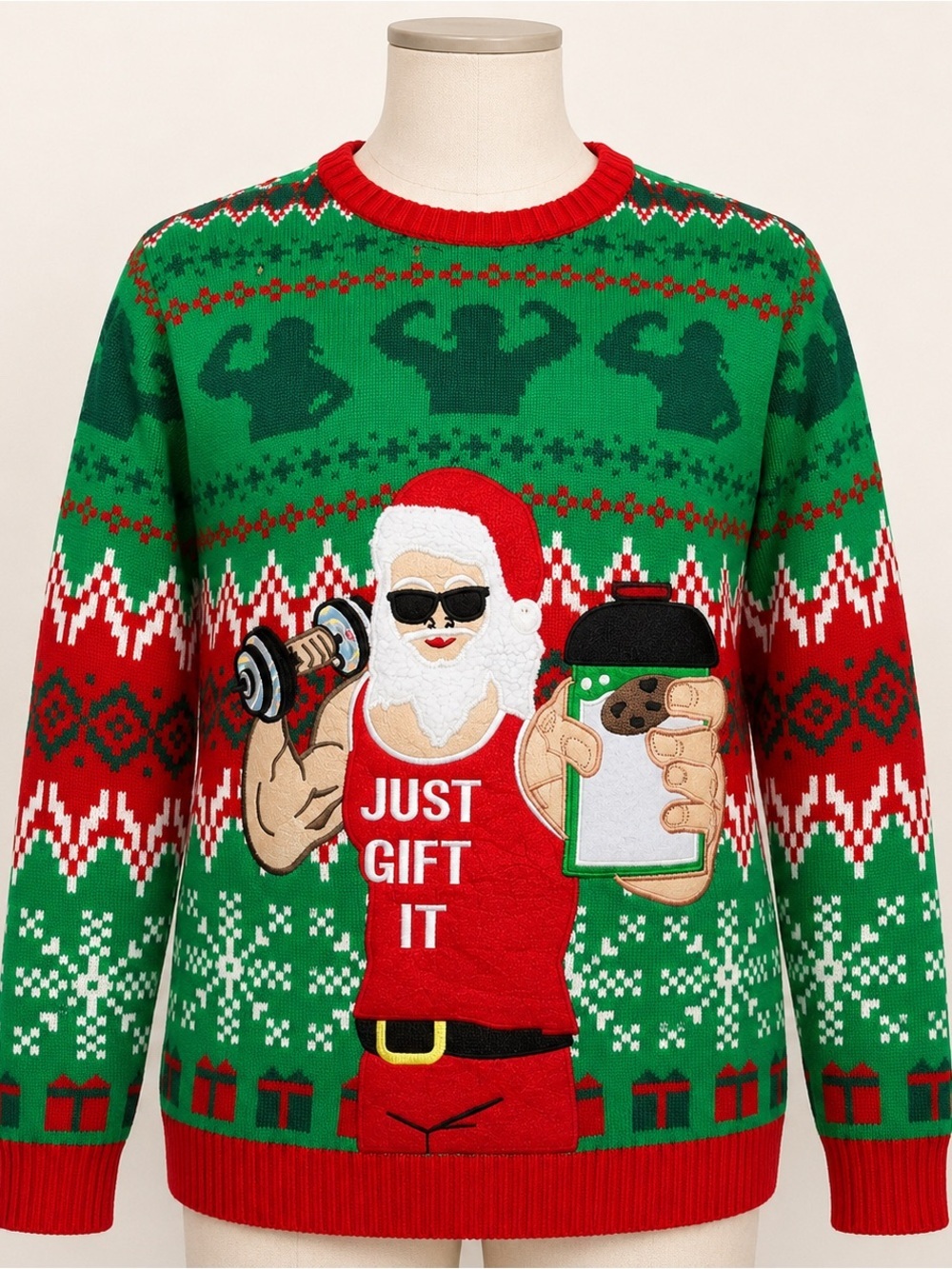 Blizzard Bay Just Gift It Santa Ugly Christmas Sweater Drink Pocket M
